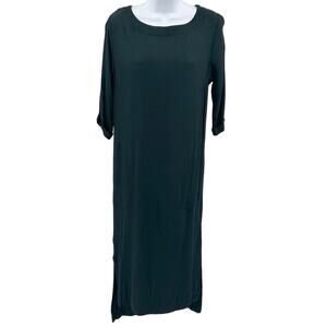 Anthropologie Holding Horses Dress Greaca Shift Midi Dark Green💯 Rayon SZ XS